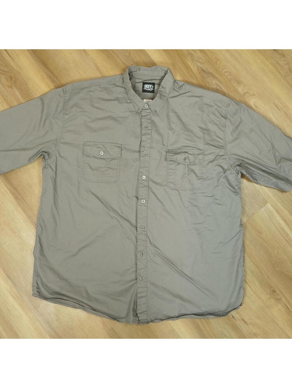 Key Men's Button-Up Shirt Gray Cotton Casual Workwear Size 3XL - Utility‎